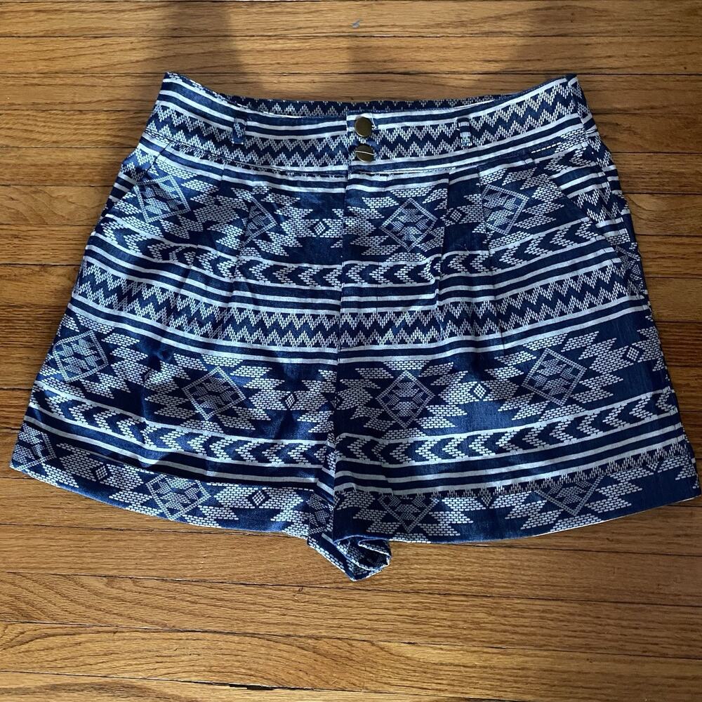 Dainty Hooligan Shorts Blue White Tribal Womens Sz Large 100% Cotton